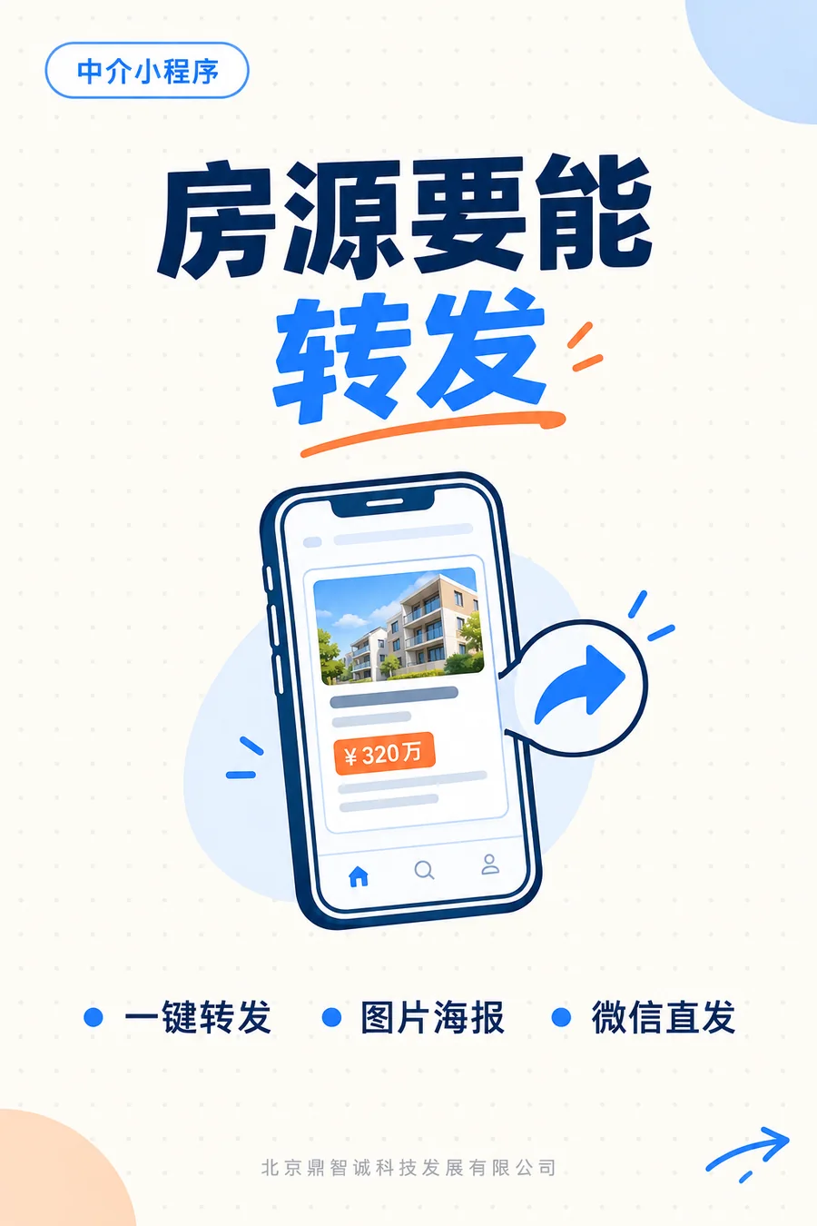 房源要能转发：一键转发、图片海报、微信直发