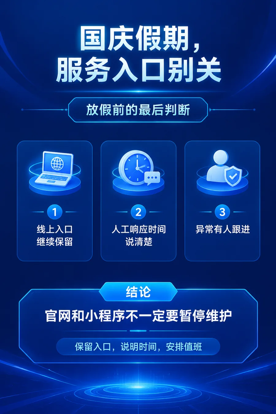 国庆假期服务入口别关:保留入口、说明时间、安排值班